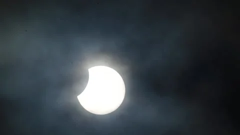 Sun partially blocked out during partial solar eclipse Stock Footage 219860451