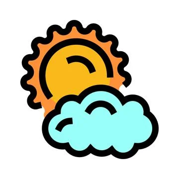 Sun partially obscured by cloud weather forecast icon Illustrazione stock