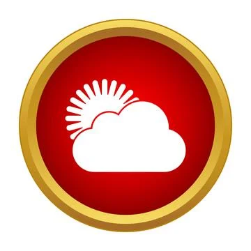 Sun partially visible behind cloud weather icon Stock Illustration