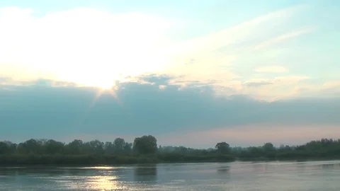Sun Path Reflection on River Water Surface Stock Footage 78156235