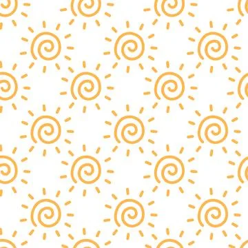 Sun pattern minimalist hand-drawn spiral sunshine background nursery textile 스톡 일러스트