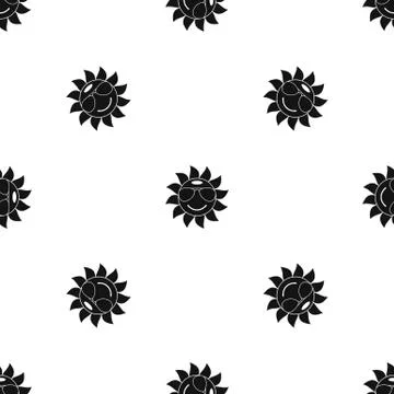 Sun pattern seamless black Stock Illustration
