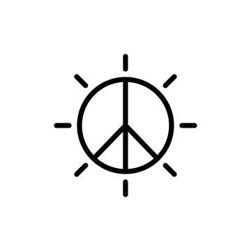 Sun, peace icon. Simple line, outline vector elements of flower children icons Stock Illustration