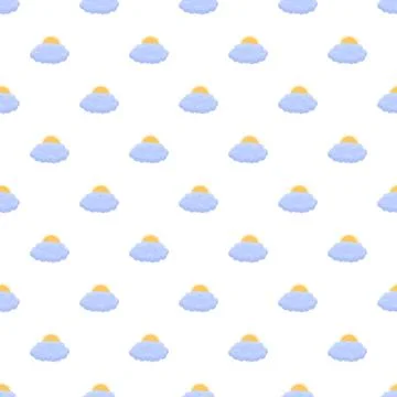 Sun peeking behind cloud seamless pattern background 스톡 일러스트