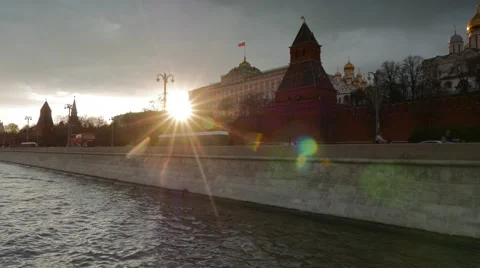 Sun Peeks Through the Putin Residence. Stock Footage 64238316