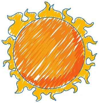 Sun pencil colour child scribble style Stock Illustration