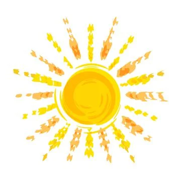 Sun pencil drawing, logo template for travel agency. Solar circle with rays Stock Illustration