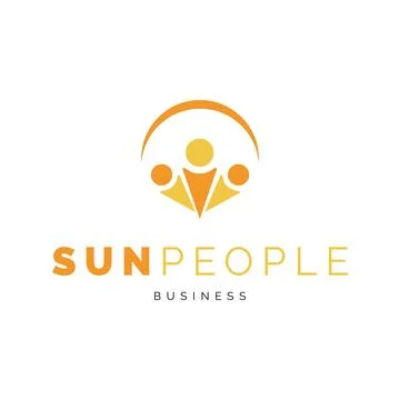 Sun people icon logo design inspiration Stock Illustration