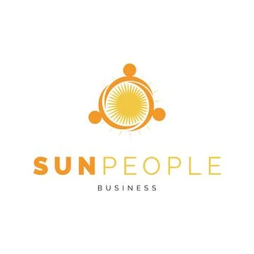 Sun People Icon Logo Design Template Stock Illustration