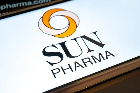 Sun pharma logo on a modern device surface Stock Photos
