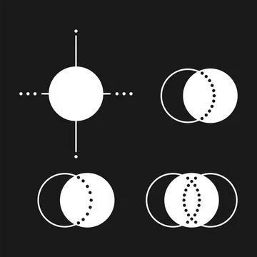 Sun pictograms set. Simple graphic style. White objects isolated on black bac Stock Illustration