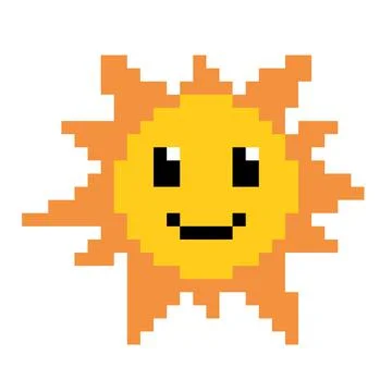 Sun. Pixel sun image. Vector Illustration of pixel art. Illustrazione stock
