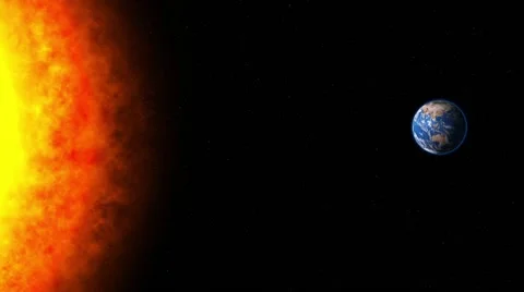 Sun Planet Earth Orbit Space Stars Stock Footage 55201301