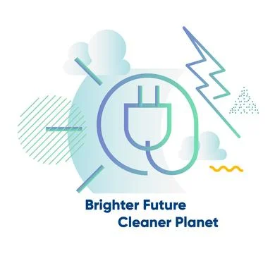 Sun to Plug renewable energy- Brighter Future Cleaner Planet - Illustration Stock Illustration