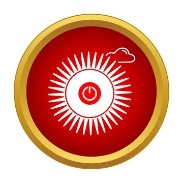 Sun power button icon representing clean solar energy 库存插图