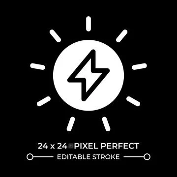 Sun power glyph ui icon isolated on black Ilustração Stock