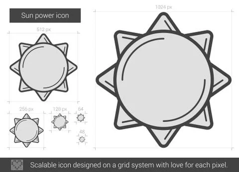 Sun power line icon Ilustração Stock