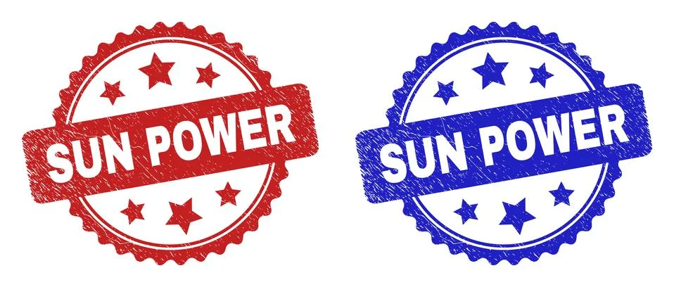 SUN POWER Rosette Seals Using Scratched Surface Ilustração Stock
