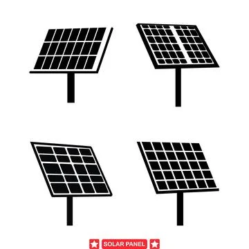 Sun Power Silhouette Pack  Selection of Solar Panel Vector Graphics for Adv.. Ilustração Stock