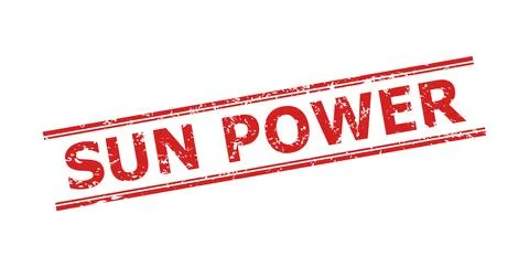 SUN POWER Stamp with Rubber Surface and Double Parallel Lines Ilustração Stock