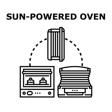 Sun powered oven vector concept illustration Stock Illustration