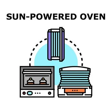 Sun powered oven vector concept illustration Stock Illustration