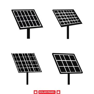 Sun Powered Silhouettes  Collection of Solar Panel Vectors Representing Cle.. Stock Illustration