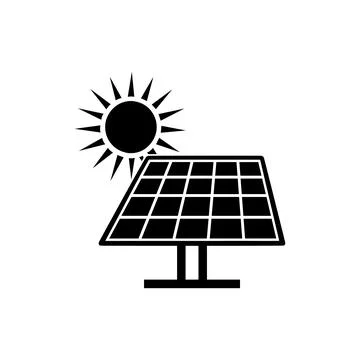 Sun Powered Solar Panel Silhouette Template Stock Illustration