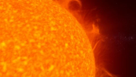 The sun with prominences in space Stock Footage 113669637