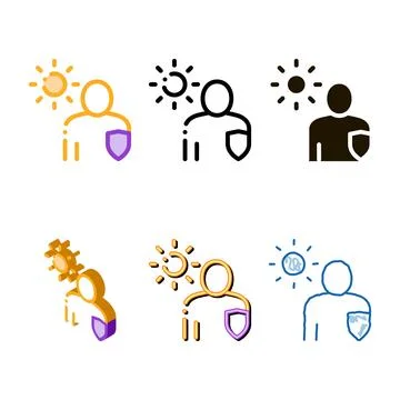Sun protected man clean icon vector outline Stock Illustration