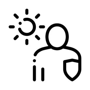 Sun Protected Man Icon Vector Outline Illustration Stock Illustration