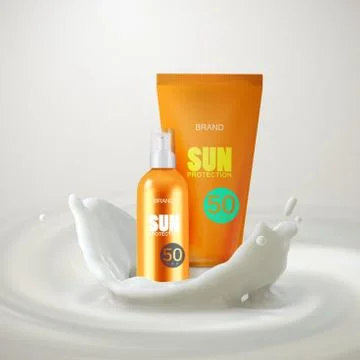 Sun protection cosmetics. Stock Illustration