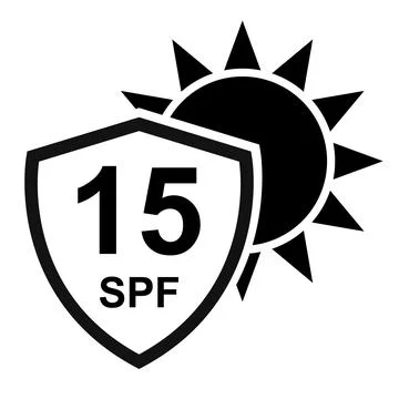 Sun protection factor 15 icon, uv radiation block symbol, sun protect skin ve Stock Illustration