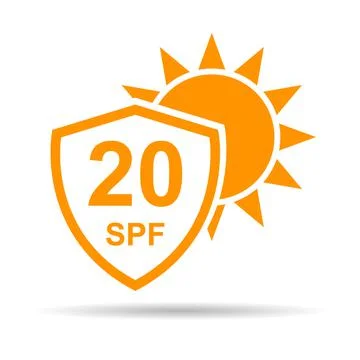 Sun protection factor 20 icon shadow, uv radiation block symbol, sun protect Stock Illustration