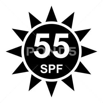 Sun protection factor 55 icon, uv radiation block symbol, sun