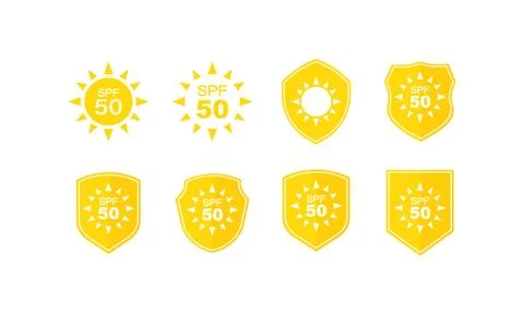 Sun protection labels set. SPF 50. Vector on isolated white background. EPS 1 Stock Illustration