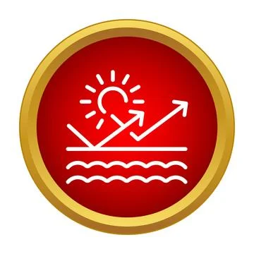 Sun protection reflecting uv rays icon on red background Illustration