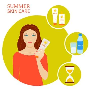 Sun protection set Stock Illustration