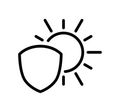 Sun protection shield spf vector icon representing safety and security from Stock Illustration