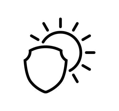 Sun protection shield vector icon representing safety and security from Illustrazione stock
