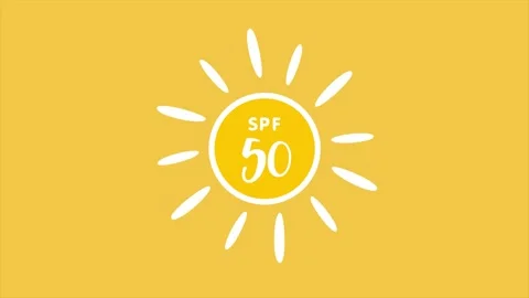 Sun Protection UV Index, spf 50 sign on yellow background. Sun protection Stock Footage 166421288