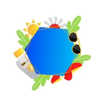 Sun protection vector cartoon frame, summer season Stock Illustration