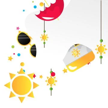 Sun protection vector cartoon frame, summer season Stock Illustration