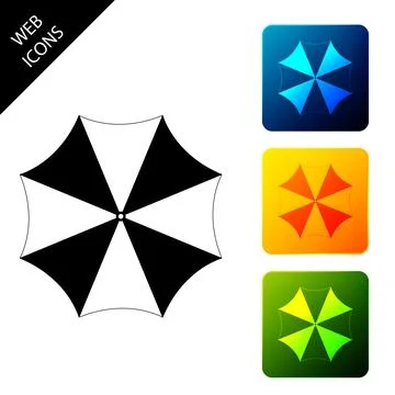 Sun protective umbrella fo beach icon isolated. Large parasol for outdoor space Stock Illustration