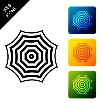 Sun protective umbrella fo beach icon isolated. Large parasol for outdoor space Stock Illustration