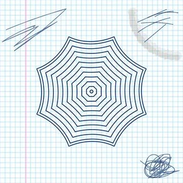 Sun protective umbrella fo beach line sketch icon isolated on white background Illustrazione stock