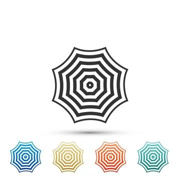Sun protective umbrella fo beach icon isolated on white background. Large Stock Illustration
