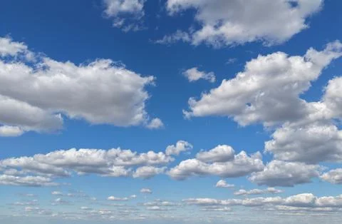 Sun on the puffy clouds. Sky view. Sunny sky. Background with clouds on blue sky Foto stock