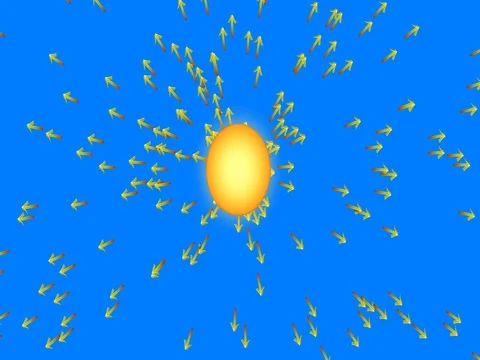 Sun  radiating arrows, rays,light beams outwards in all directions Video stock 75464551