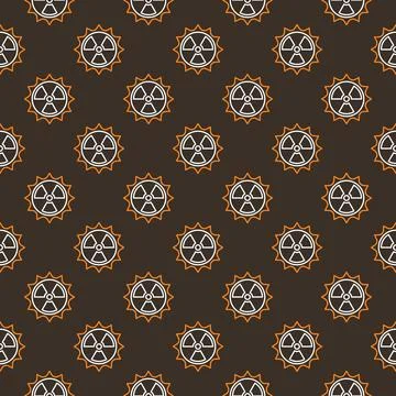 Sun Radiation vector Space Nuclear Weapon linear seamless pattern Stock Illustration